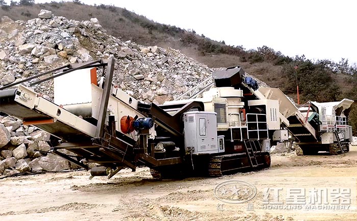 履帶式移動建筑垃圾破碎機(jī)現(xiàn)場