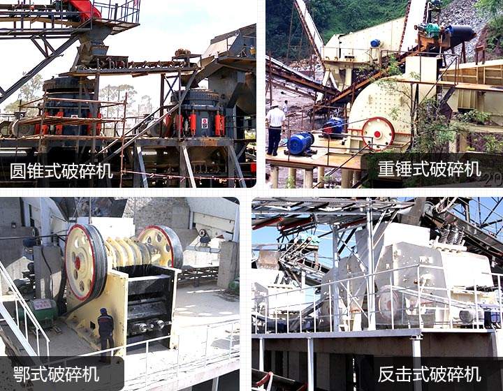 固定式破碎機：鄂破、反擊破、圓錐破、錘破